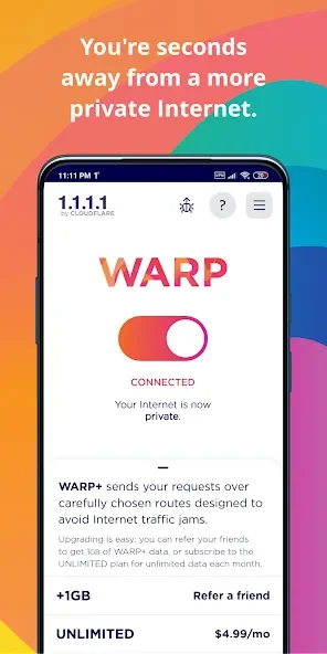 1.1.1.1 + WARP: Safer Internet screenshot